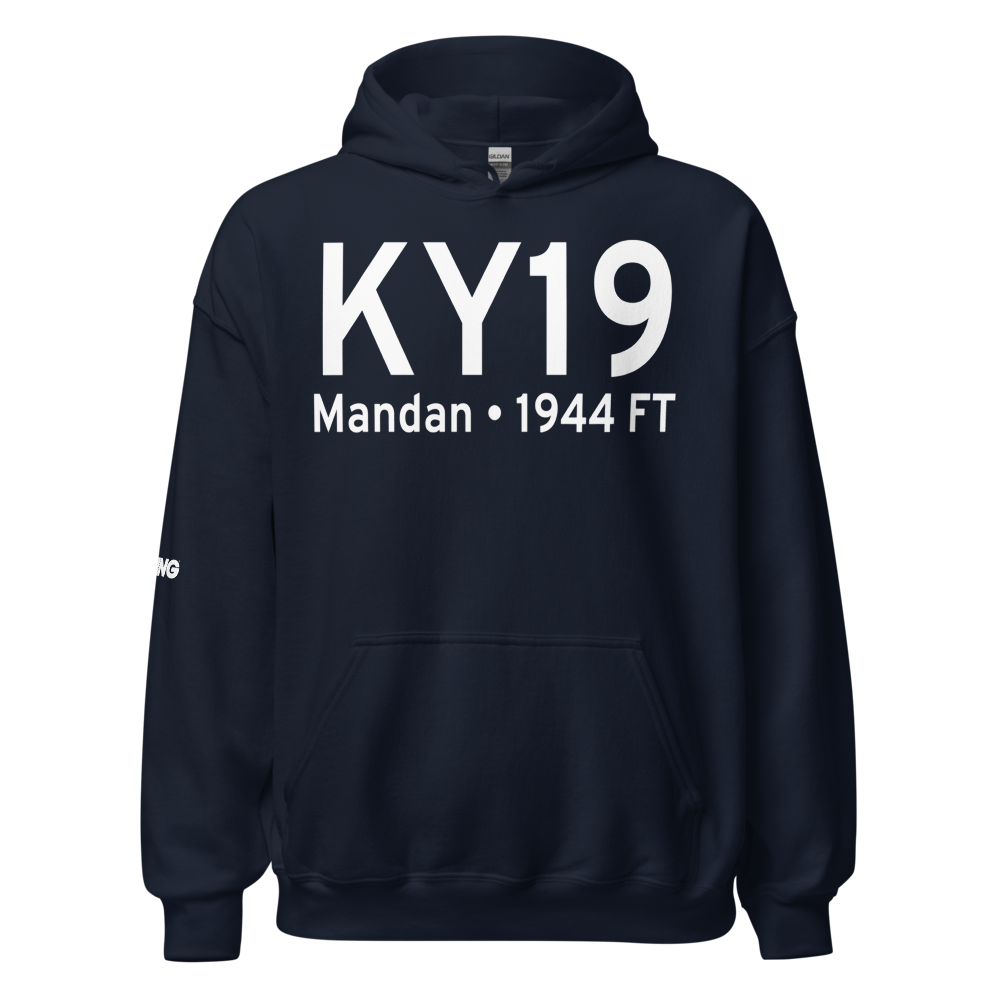 Mandan Municipal Airport (KY19) ICAO Hoodie Sweatshirt 