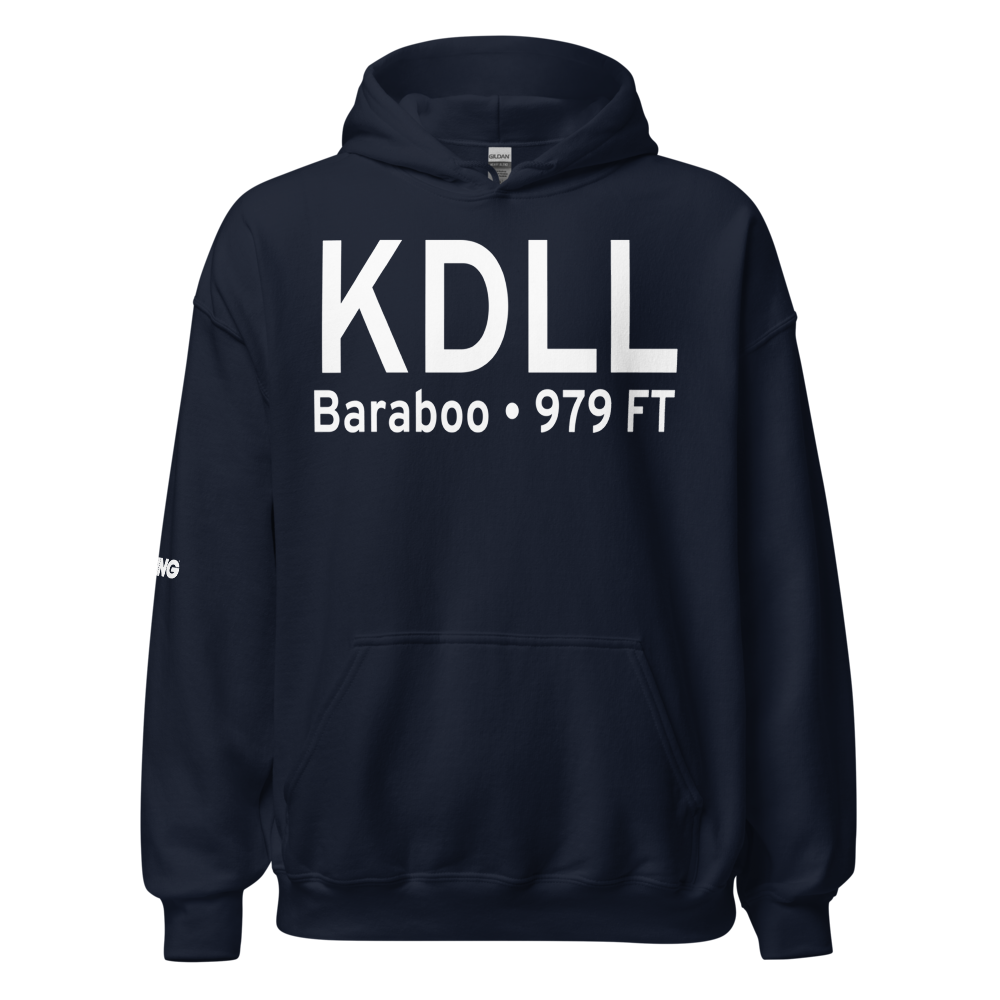 Baraboo Wisconsin Dells Airport (KDLL) ICAO Hoodie Sweatshirt 