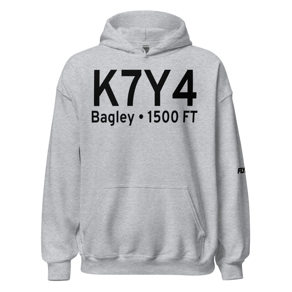 Bagley Municipal Airport (K7Y4) ICAO Hoodie Sweatshirt 