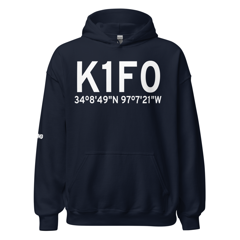 Ardmore Downtown Executive Airport (K1F0) ICAO Hoodie Sweatshirt 