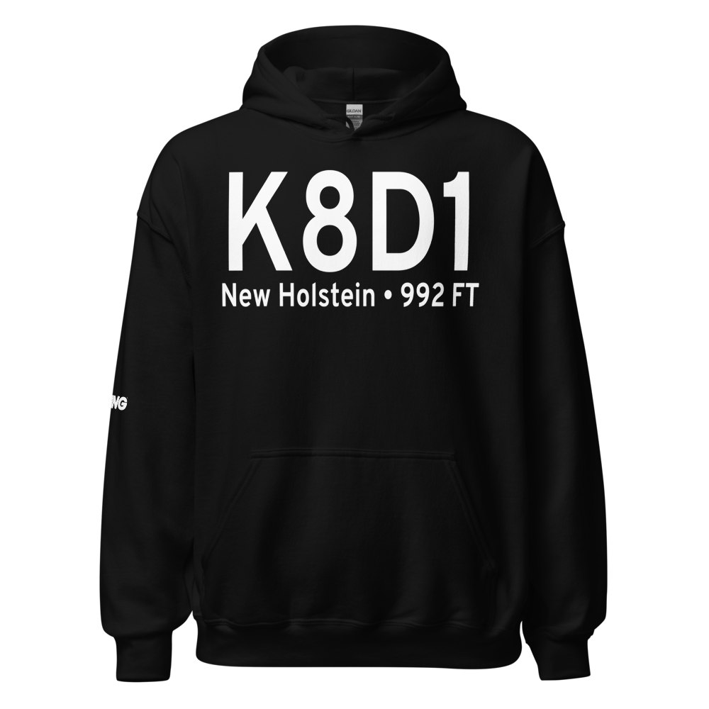New Holstein Municipal Airport (K8D1) ICAO Hoodie Sweatshirt 