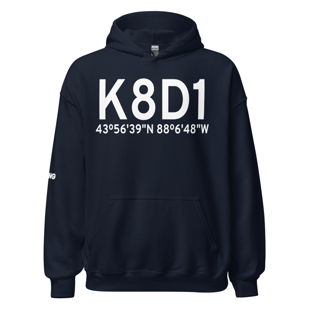 New Holstein Municipal Airport (K8D1) ICAO Hoodie Sweatshirt 