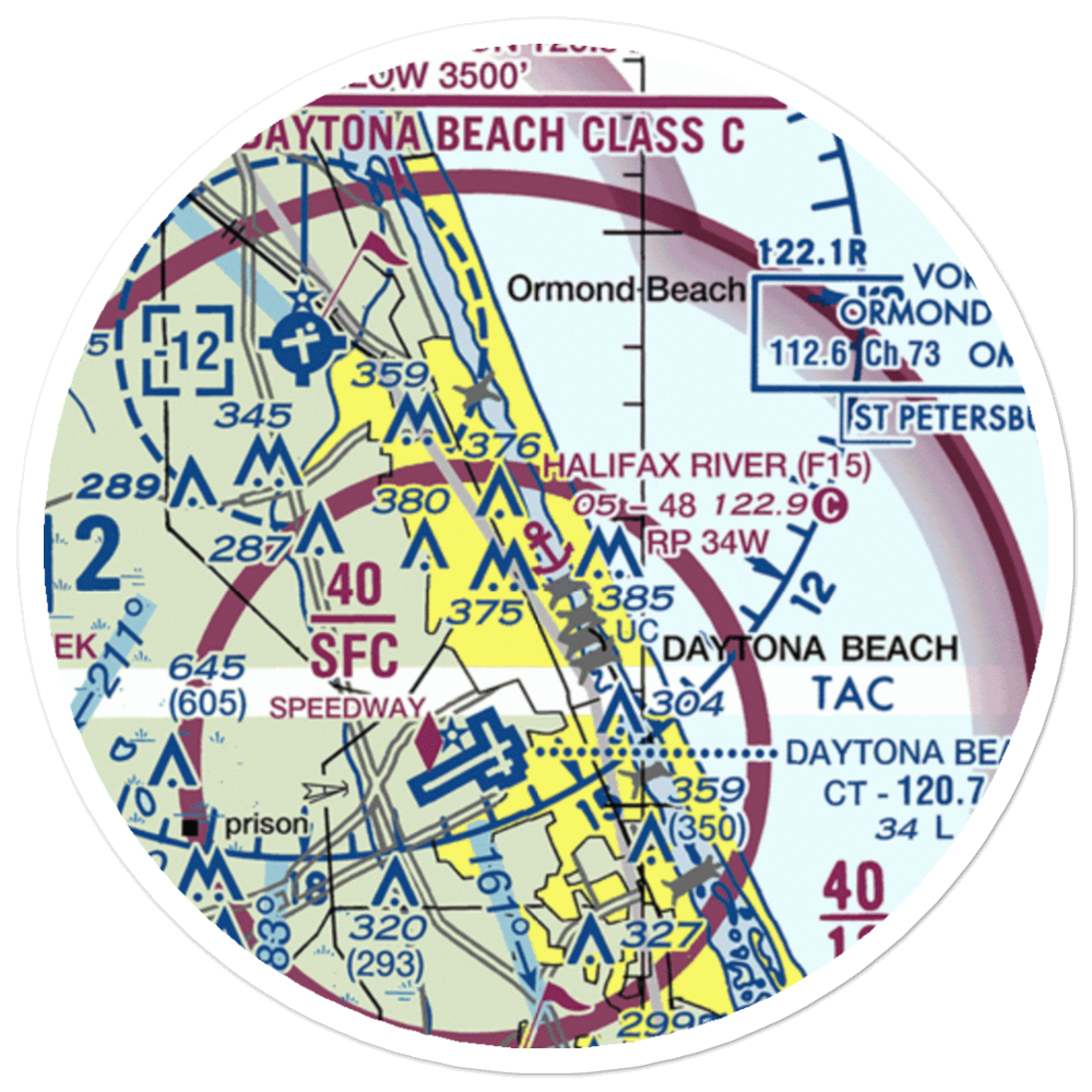 Halifax River Seaplane Base (F15) VFR Sectional Sticker (20 mile) 