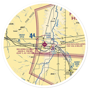 Big Horn County Airport (00U) VFR Sectional Sticker (30 mile)