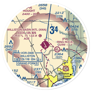 Williston Basin International Airport (XWA) VFR Sectional Sticker (20 mile)
