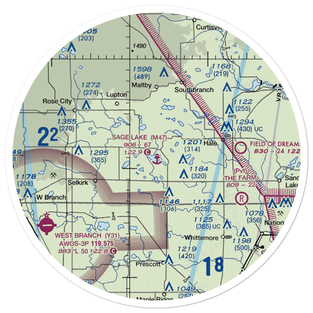 Sage Lake Seaplane Base (M47) VFR Sectional Sticker (30 mile) 