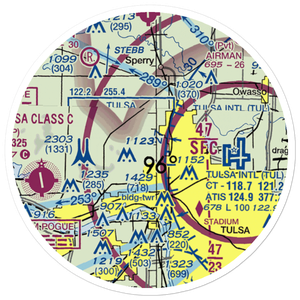 Tulsa Downtown Airpark (TNR) VFR Sectional Sticker (20 mile)