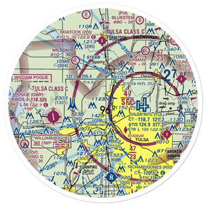 Tulsa Downtown Airpark (TNR) VFR Sectional Sticker (30 mile)