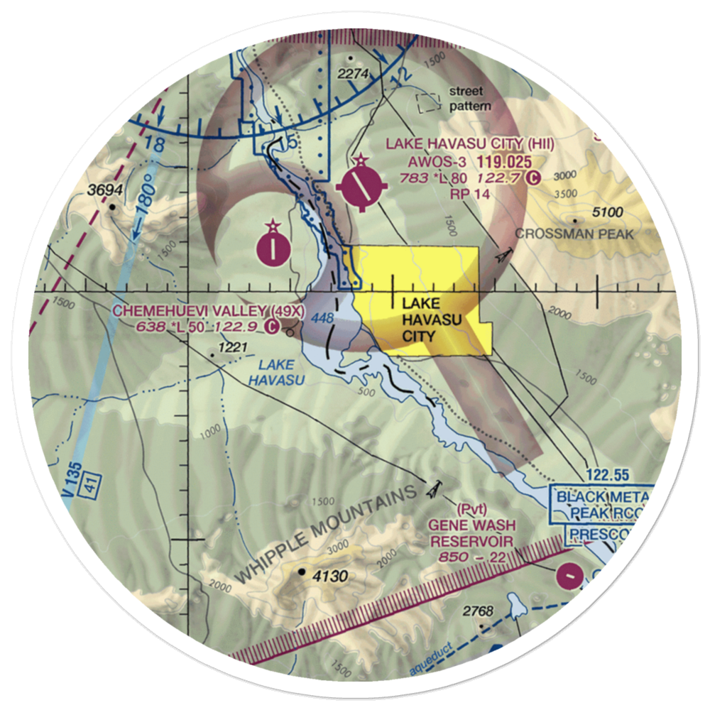 Lake Havasu City Airport (HSU) VFR Sectional Sticker (30 mile) 