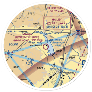 Magic Reservoir Airport (U93) VFR Sectional Sticker (20 mile)