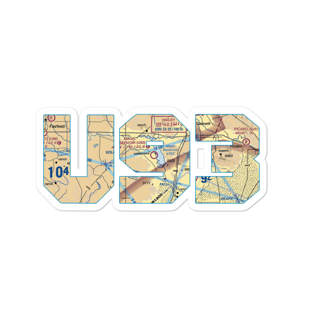Magic Reservoir Airport (U93) VFR Sectional Sticker 