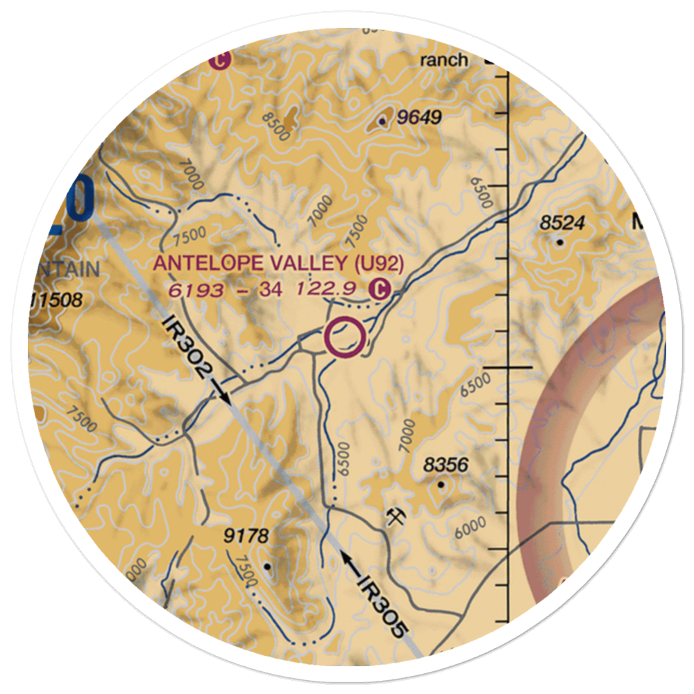 Antelope Valley Airport (U92) VFR Sectional Sticker (20 mile) 