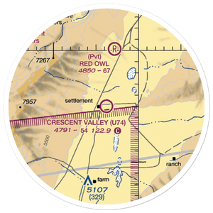 Crescent Valley Airport (U74) VFR Sectional Sticker (20 mile)