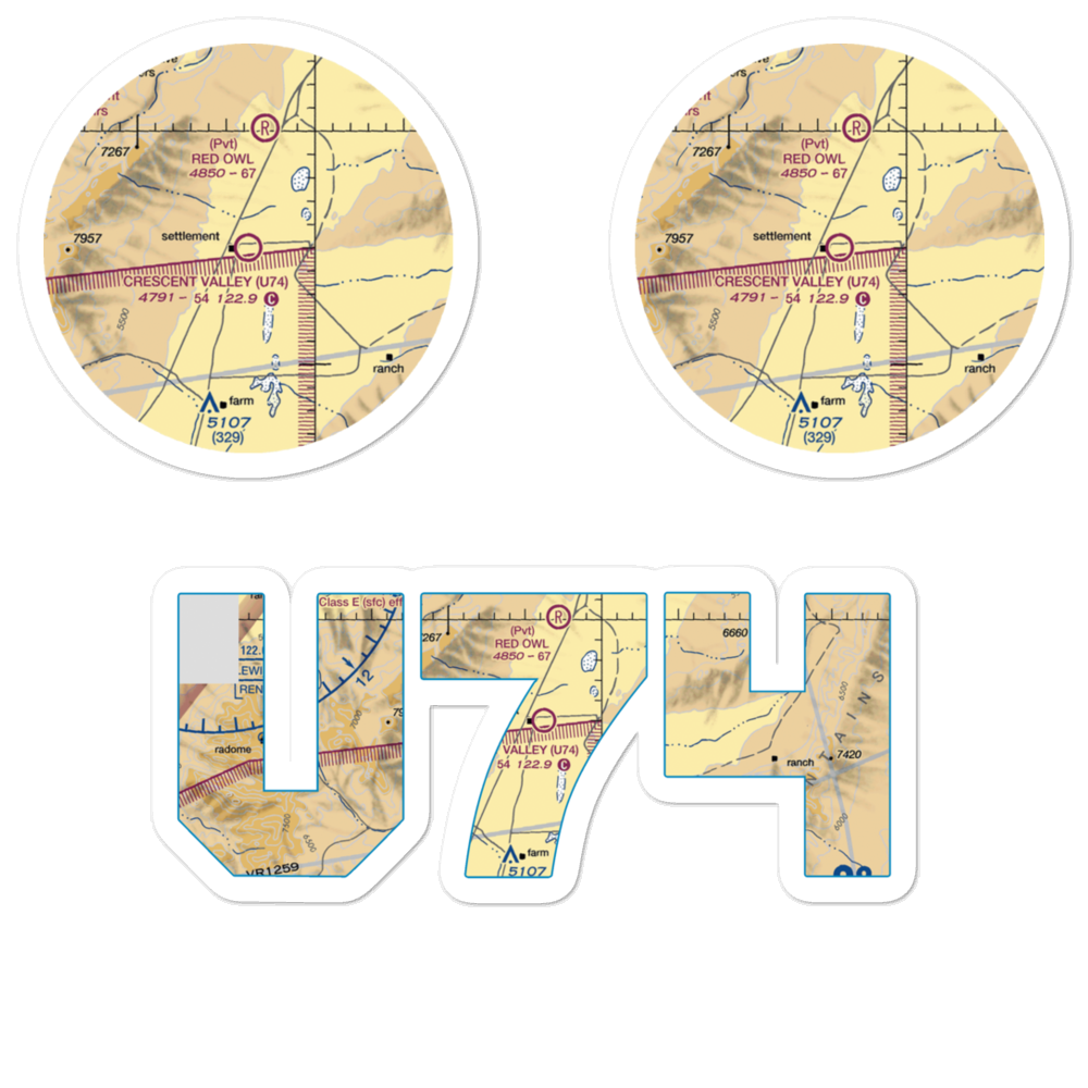 Crescent Valley Airport (U74) VFR Sectional Sticker Pack 