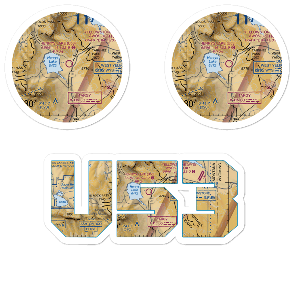 Henry's Lake Airport (U53) VFR Sectional Sticker Pack 