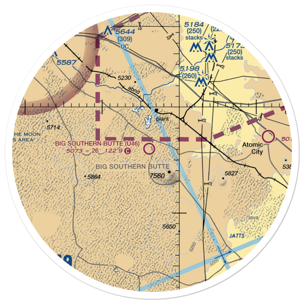 Big Southern Butte Airport (U46) VFR Sectional Sticker (30 mile) 
