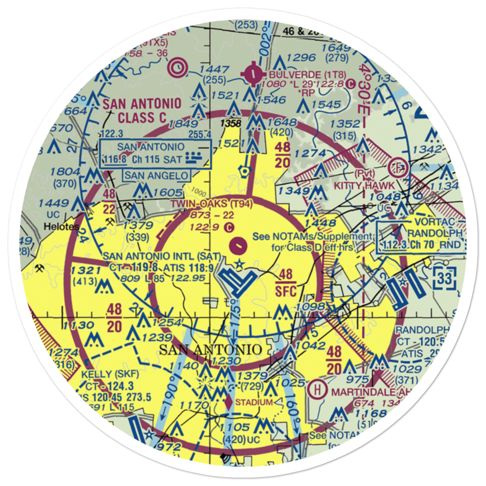 Twin-Oaks Airport (T94) VFR Sectional Sticker (30 mile) 