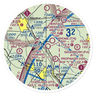 Rhome Meadows Airport (T76) VFR Sectional Sticker (20 mile)