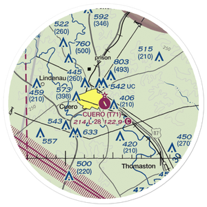 Cuero Municipal Airport (T71) VFR Sectional Sticker (20 mile)