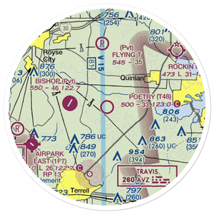 Poetry Flying Ranch Airport (T48) VFR Sectional Sticker (20 mile)
