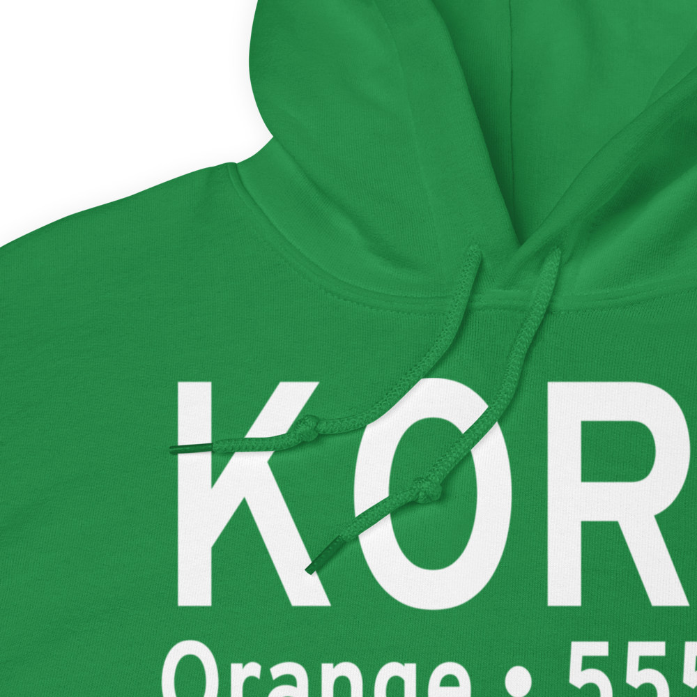 Orange Municipal Airport (KORE) ICAO Hoodie Sweatshirt 