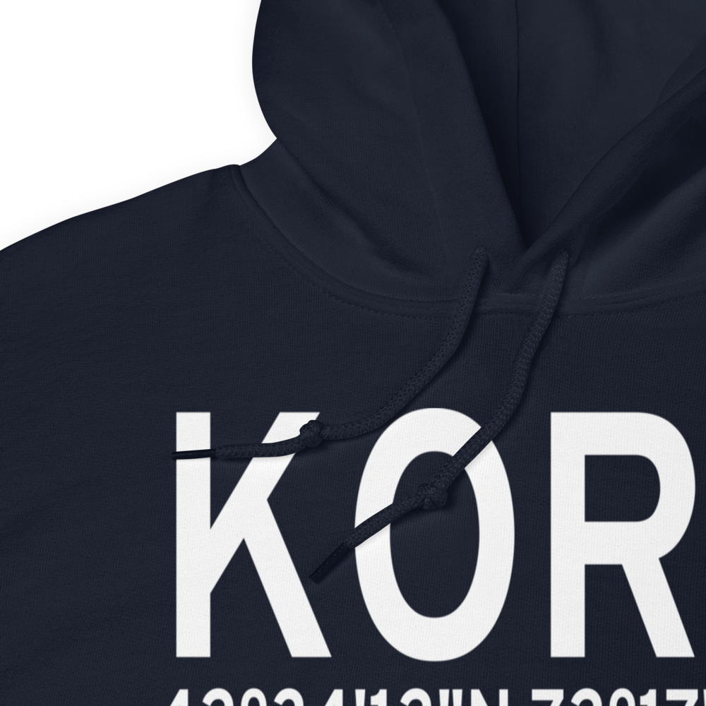 Orange Municipal Airport (KORE) ICAO Hoodie Sweatshirt 