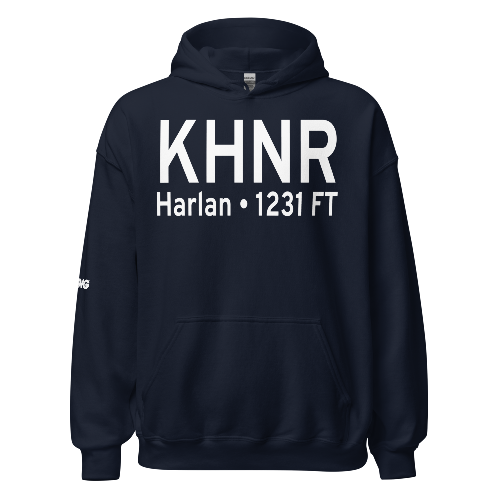 Harlan Municipal Airport (KHNR) ICAO Hoodie Sweatshirt 