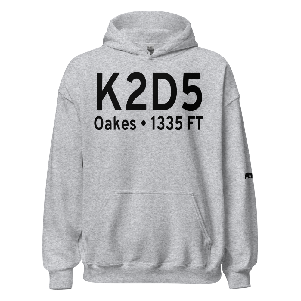 Oakes Municipal Airport (K2D5) ICAO Hoodie Sweatshirt 