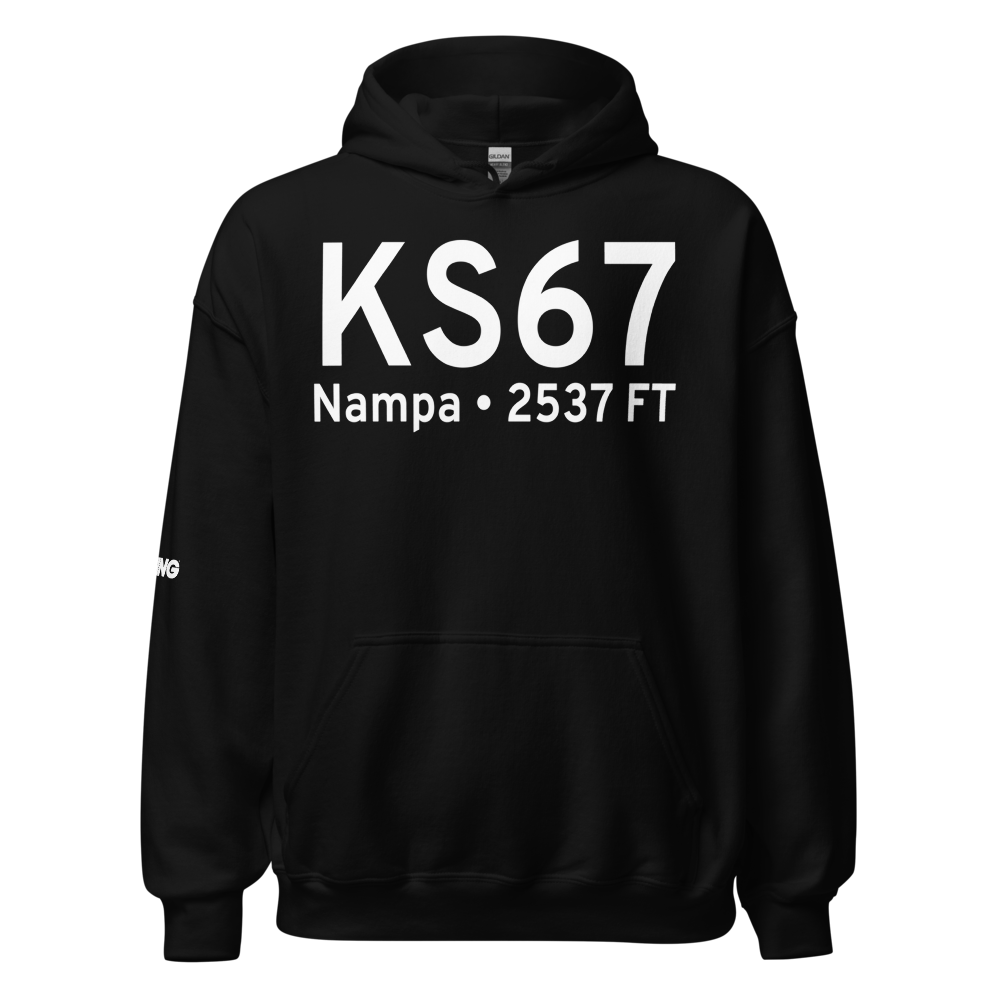 Nampa Municipal Airport (KS67) ICAO Hoodie Sweatshirt 