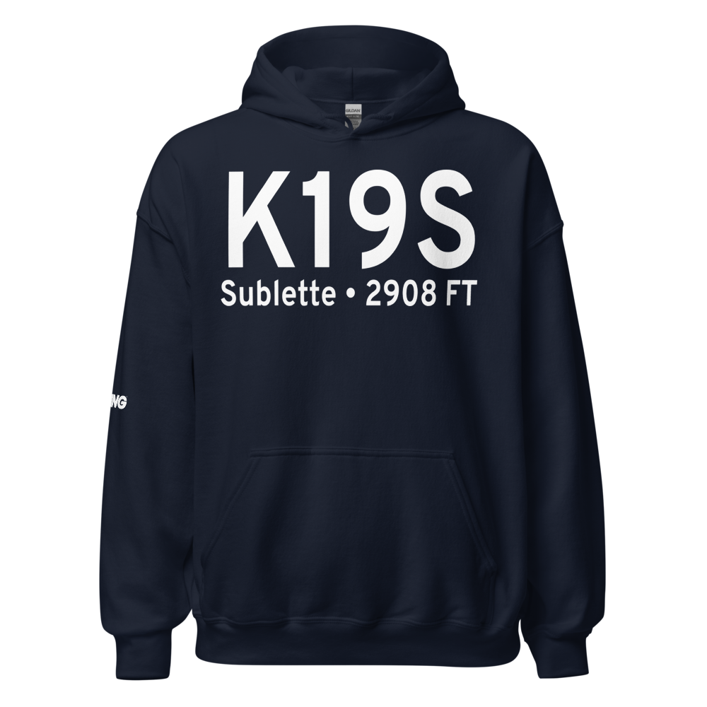 Sublette Municipal Airport (K19S) ICAO Hoodie Sweatshirt 