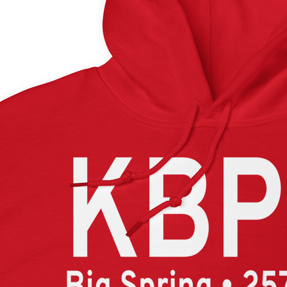 Big Spring Mc Mahon-Wrinkle Airport (KBPG) ICAO Hoodie Sweatshirt 
