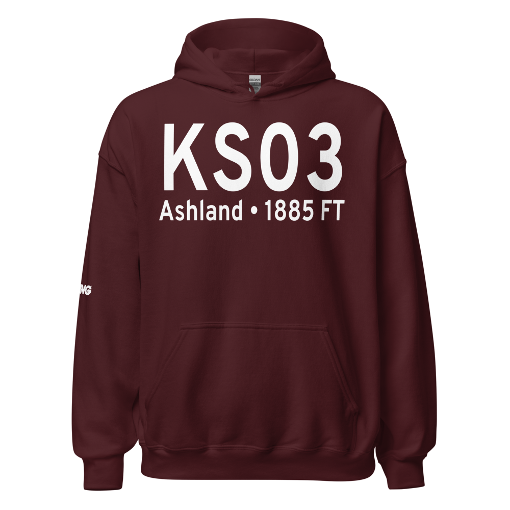 Ashland Municipal Sumner Parker Field (KS03) ICAO Hoodie Sweatshirt 