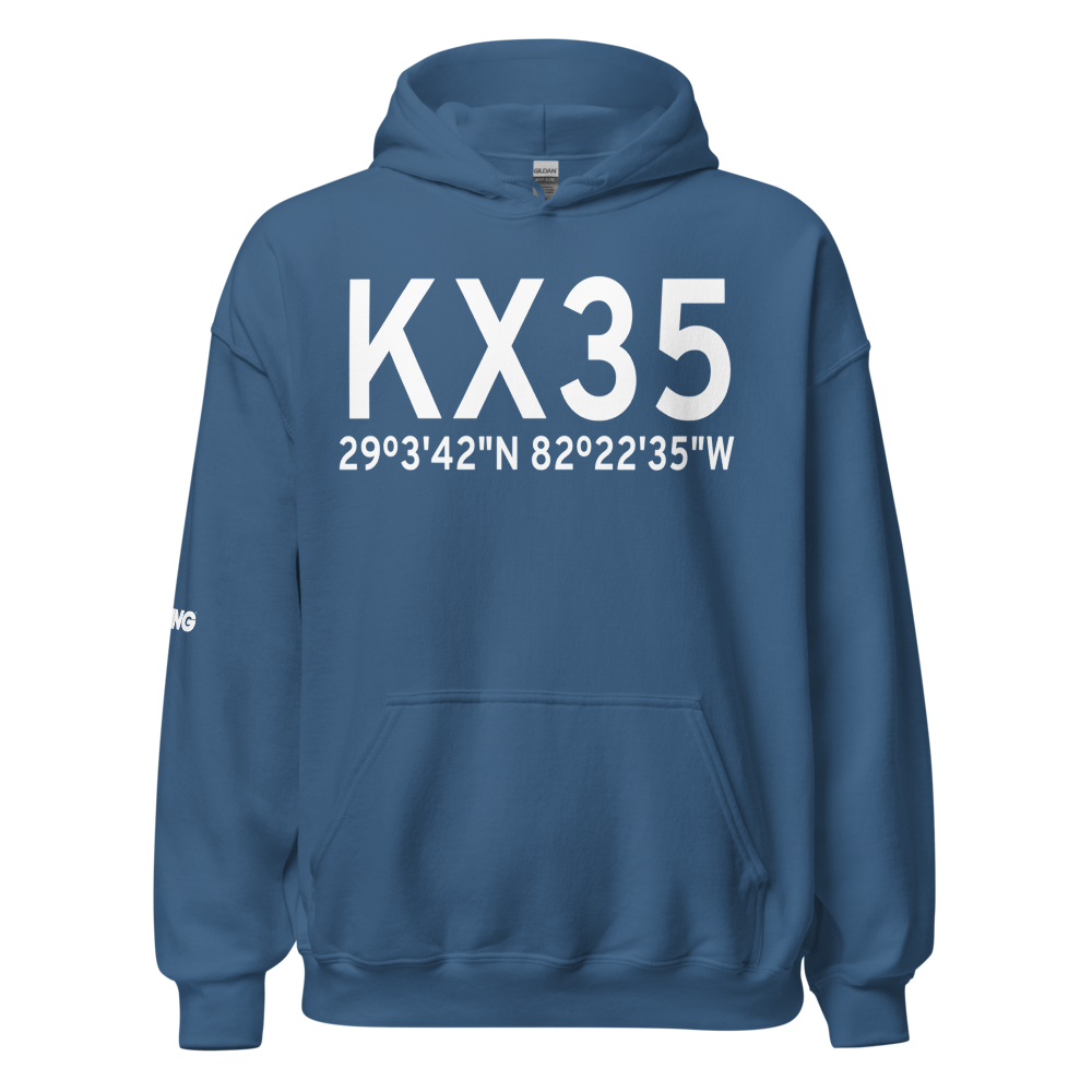 Dunnellon Marion Co & Park of Commerce Airport (KX35) ICAO Hoodie Sweatshirt 