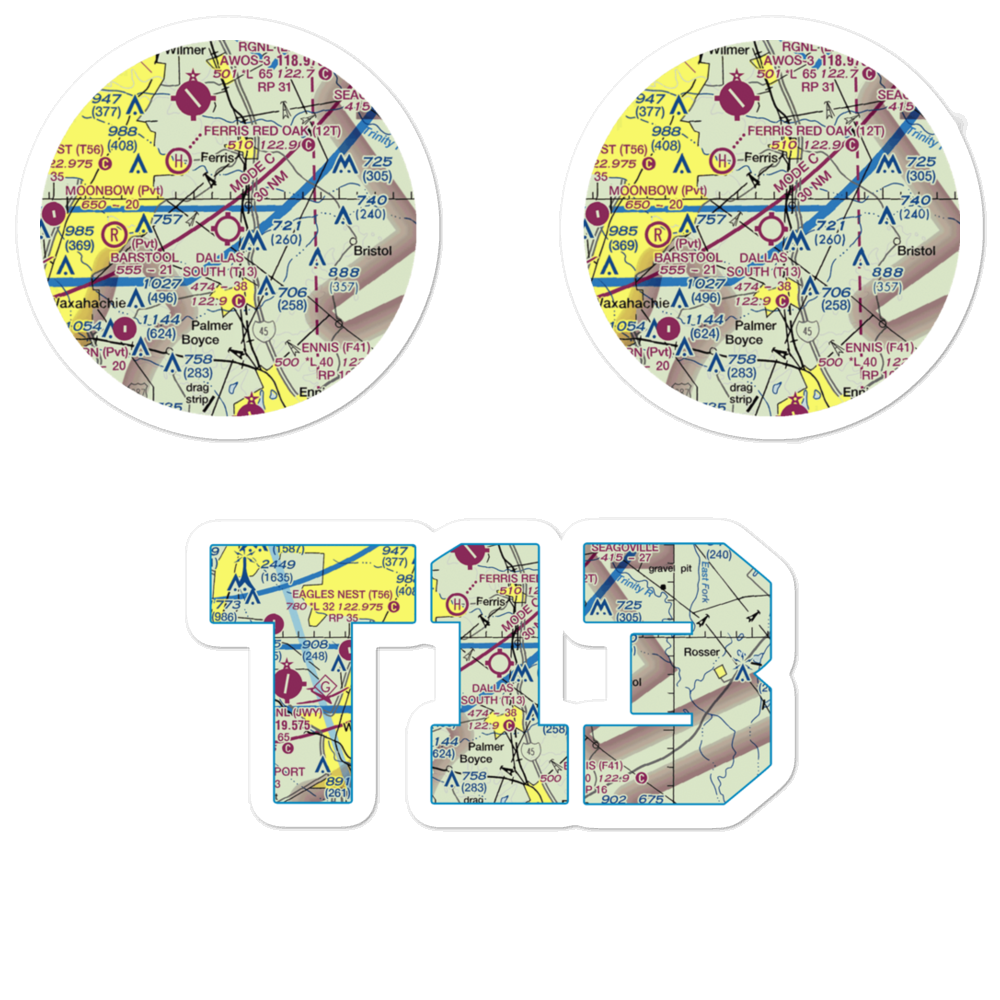 Dallas South Port Airport (T13) VFR Sectional Sticker Pack 