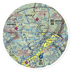 Scranton Municipal Airport. (SCR) VFR Sectional Sticker (30 mile)