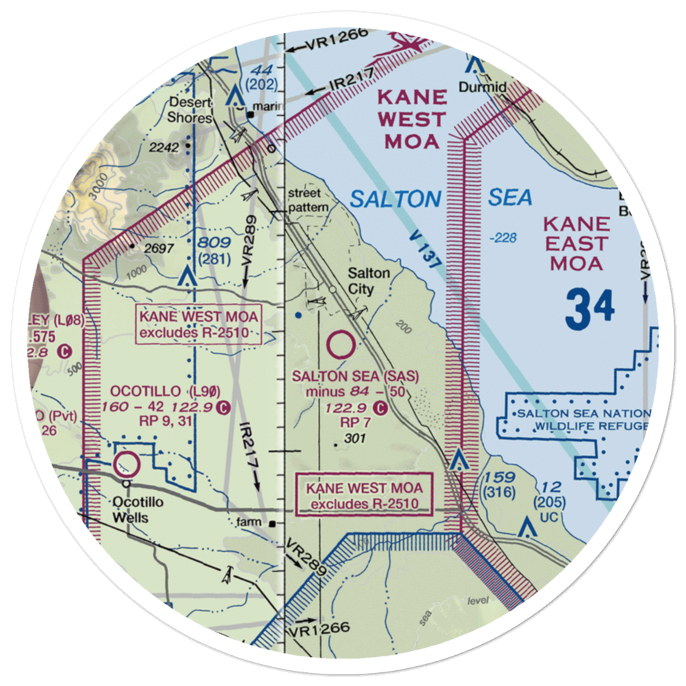 Salton Sea Airport (SAS) VFR Sectional Sticker (30 mile) 