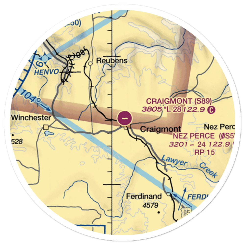 Craigmont Municipal Airport (S89) VFR Sectional Sticker (20 mile) 