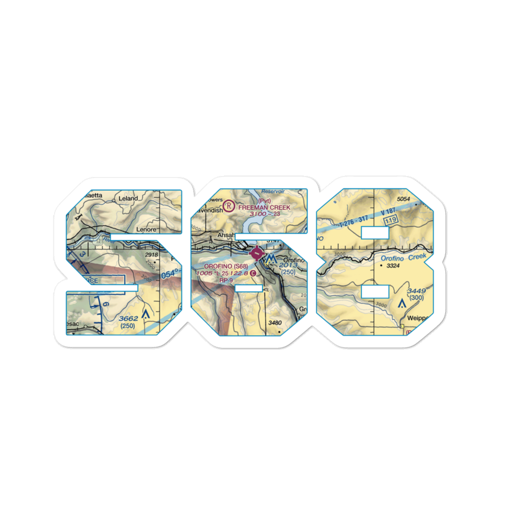 Orofino Municipal Airport (S68) VFR Sectional Sticker 