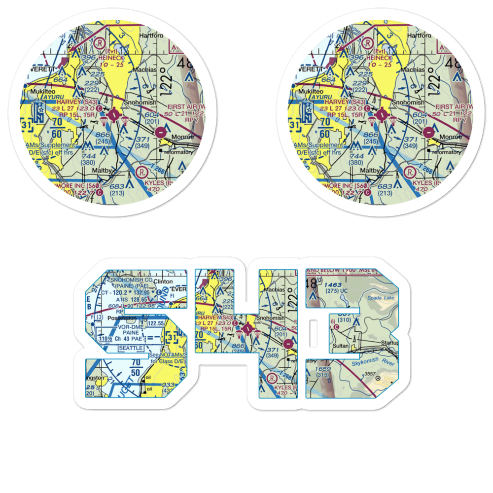 Harvey Field (S43) VFR Sectional Sticker Pack 