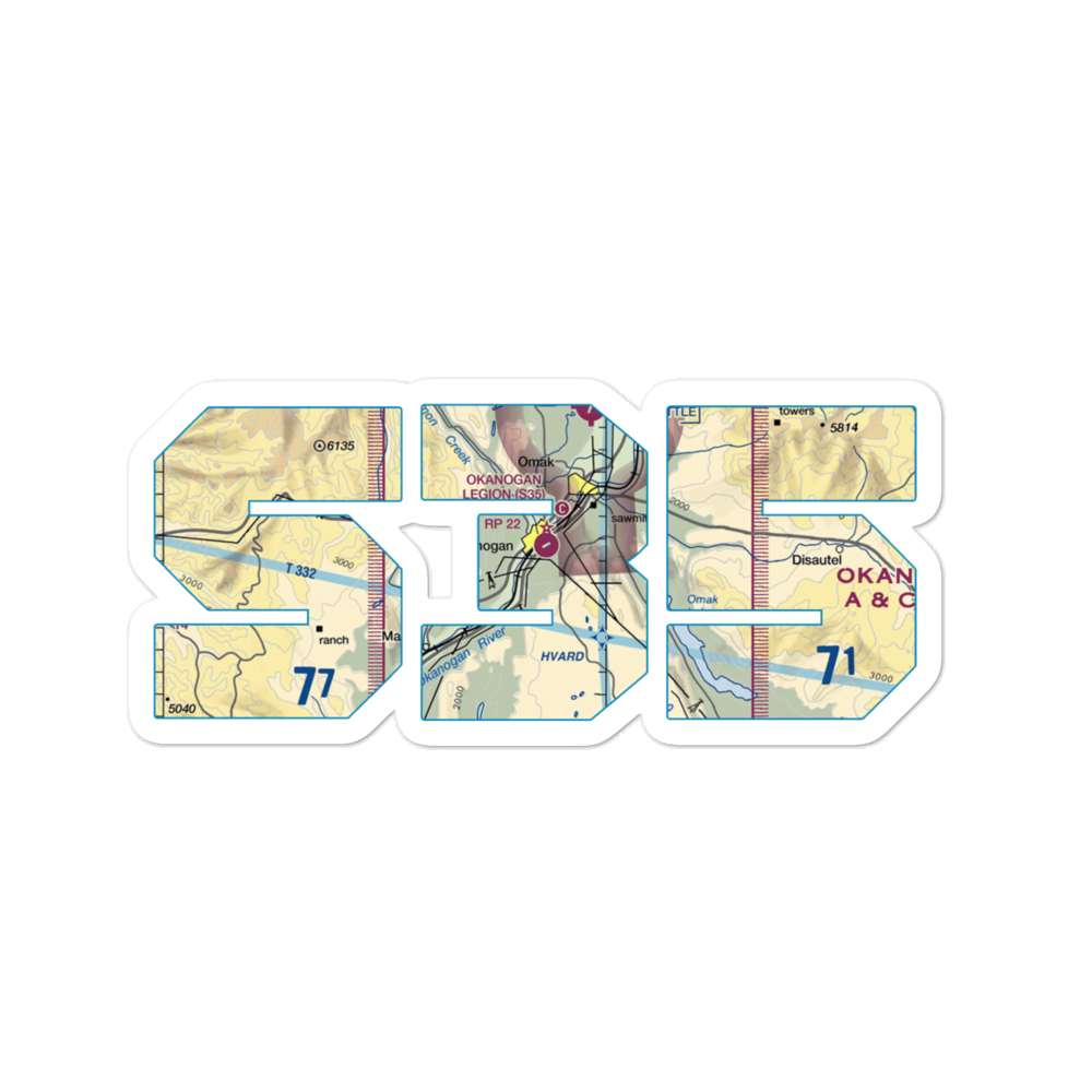 Okanogan Legion Airport (S35) VFR Sectional Sticker 