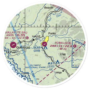 Forks Airport (S18) VFR Sectional Sticker (20 mile)