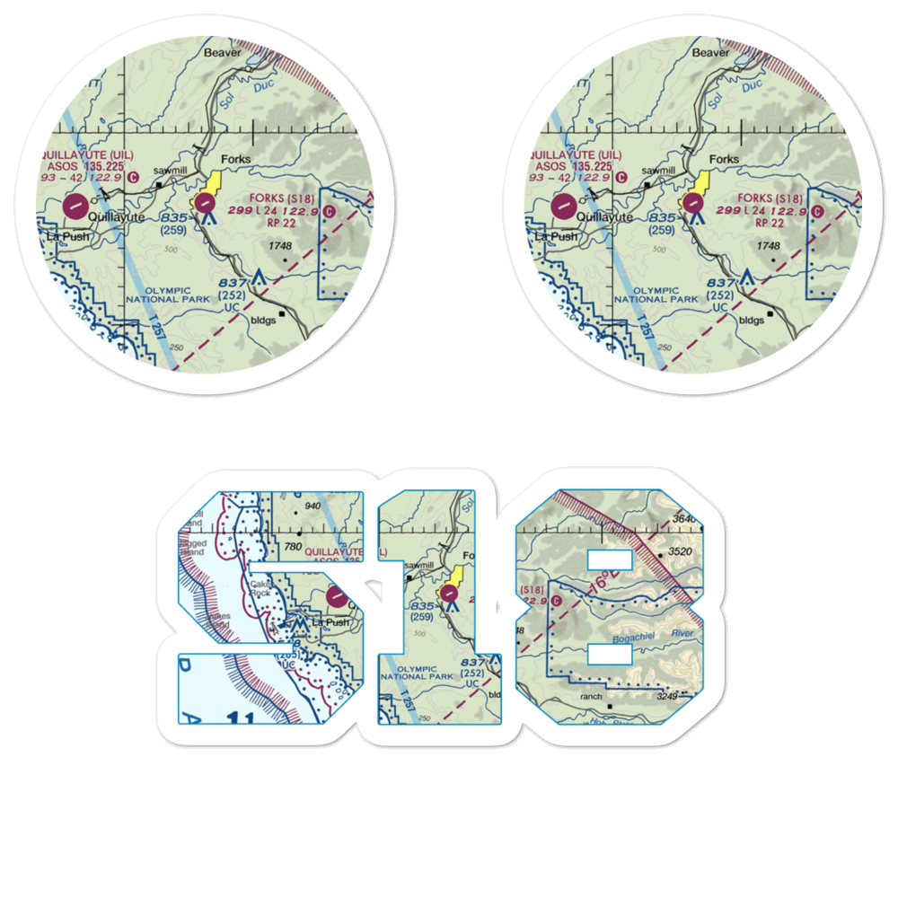 Forks Airport (S18) VFR Sectional Sticker Pack 