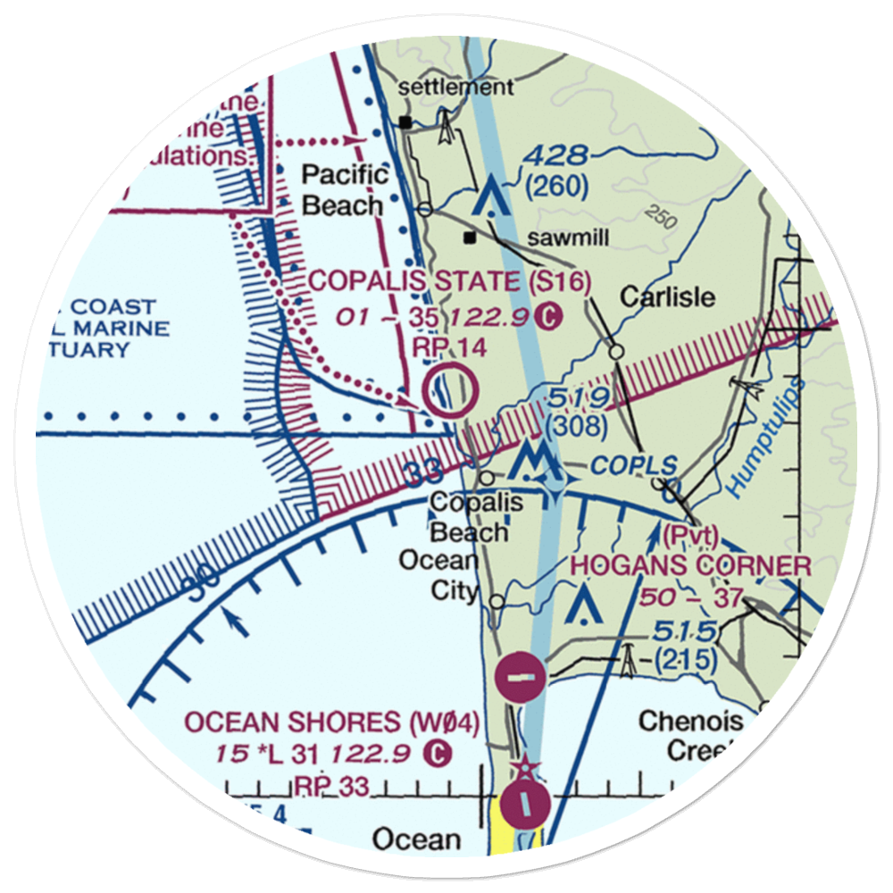 Copalis State Airport (S16) VFR Sectional Sticker (20 mile) 