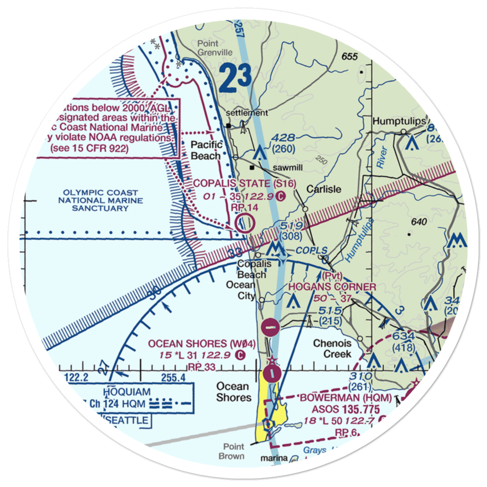 Copalis State Airport (S16) VFR Sectional Sticker (30 mile) 