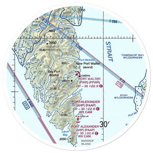 Port Walter Seaplane Base (PWR) VFR Sectional Sticker (30 mile)