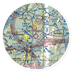 Mount Pleasant/Scottdale Airport (P45) VFR Sectional Sticker (20 mile)