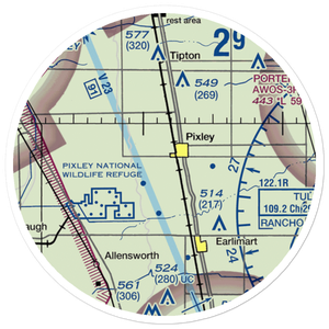 Pixley Airport (P27) VFR Sectional Sticker (20 mile)