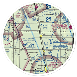 Pixley Airport (P27) VFR Sectional Sticker (30 mile)