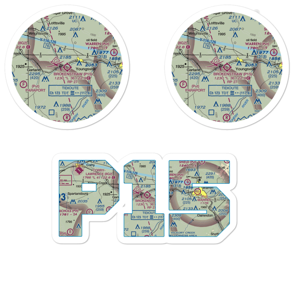Brokenstraw Airport (P15) VFR Sectional Sticker Pack 