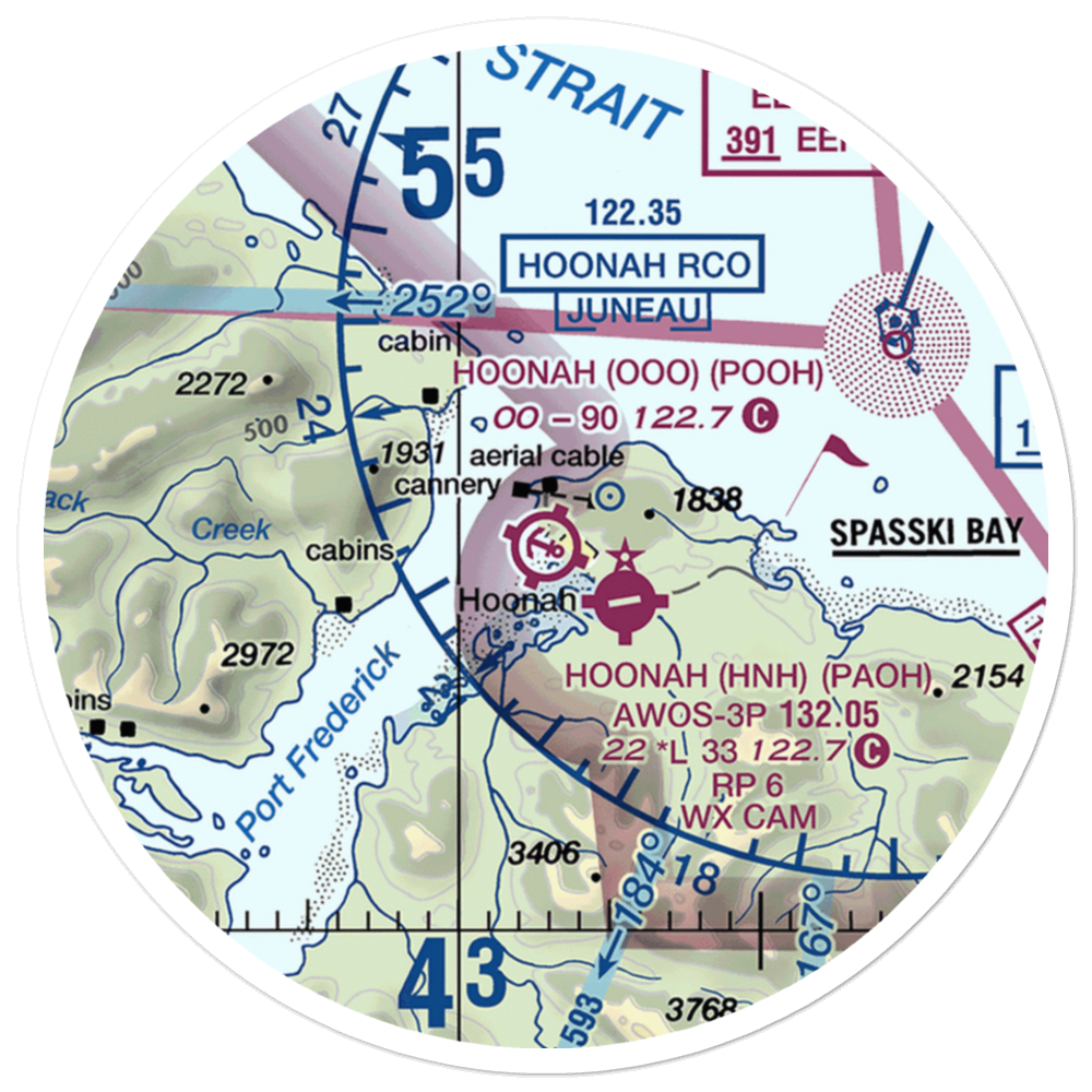 Hoonah Seaplane Base (OOH) VFR Sectional Sticker (20 mile) 